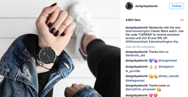 همکاری ساعت سازی سوئیسی دنیل ولینگتون با میکرواینفلوئنسر در اینستاگرام