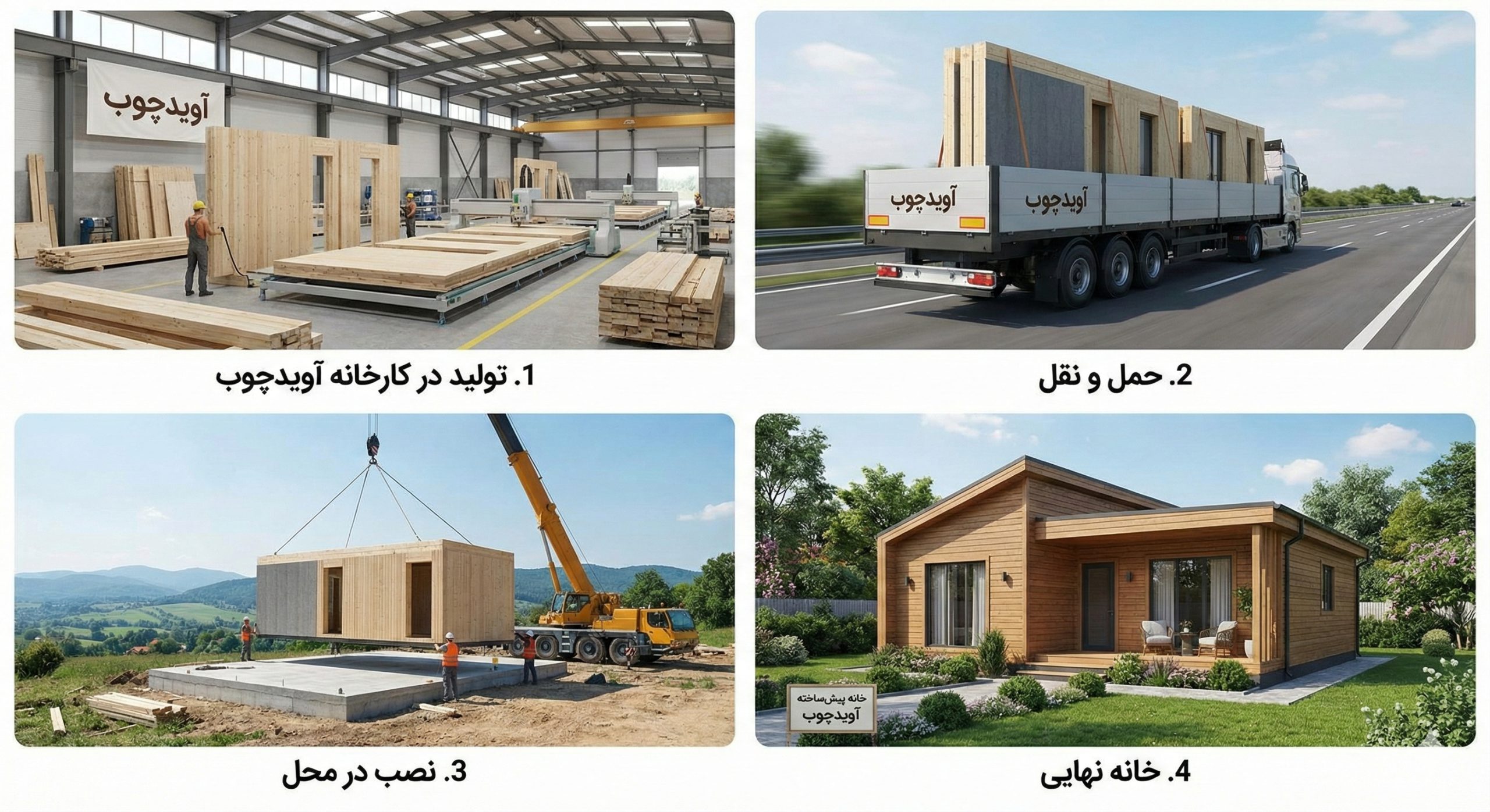 خانه پیش ساخته با طراحی ویلایی توسط آوید چوب