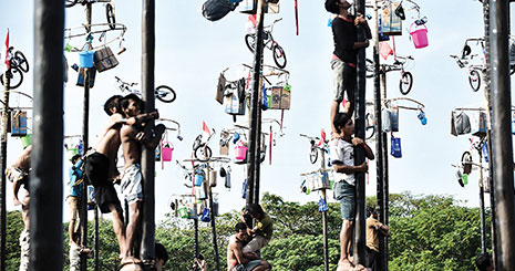 بالا رفتن از درخت در جشن استقلال اندونزی