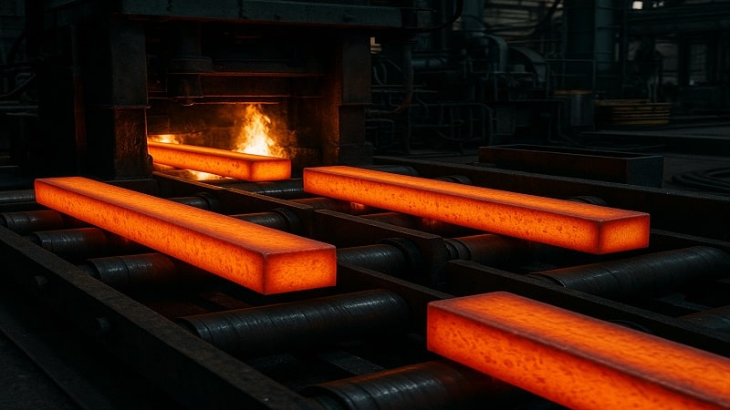نمایی از خط تولید شمش آهن