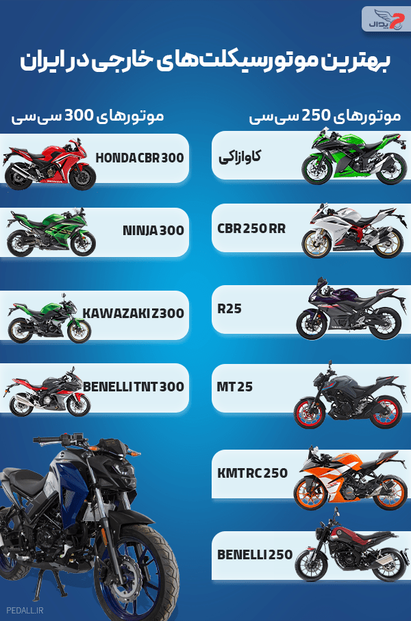 بهترین موتور سیکلت های خارجی در ایران